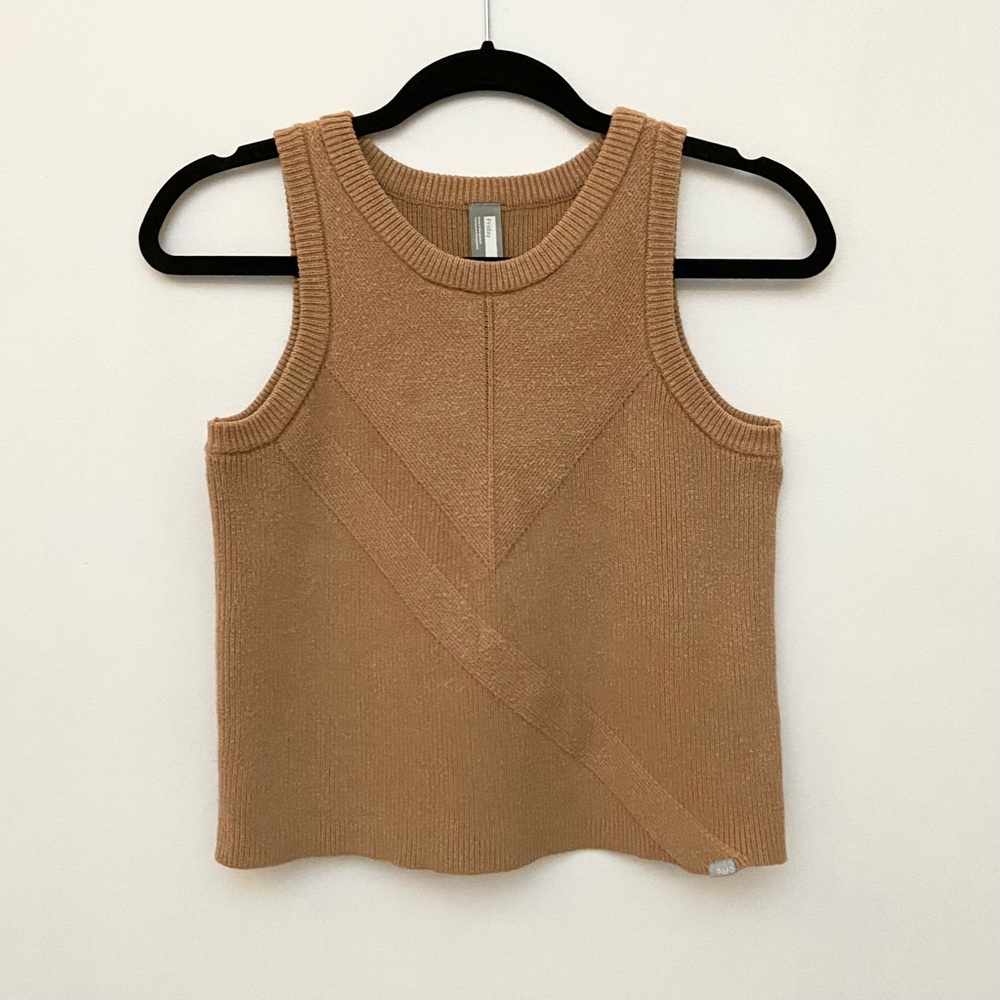 Camel Brown Knit Sleeveless Vest/Tank Top